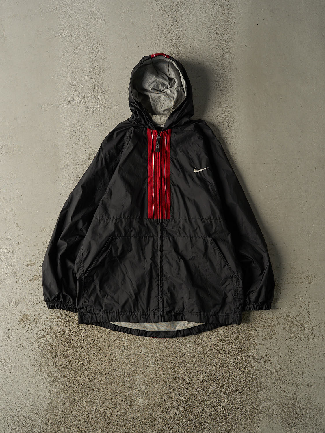 nike windbreaker mens black and red