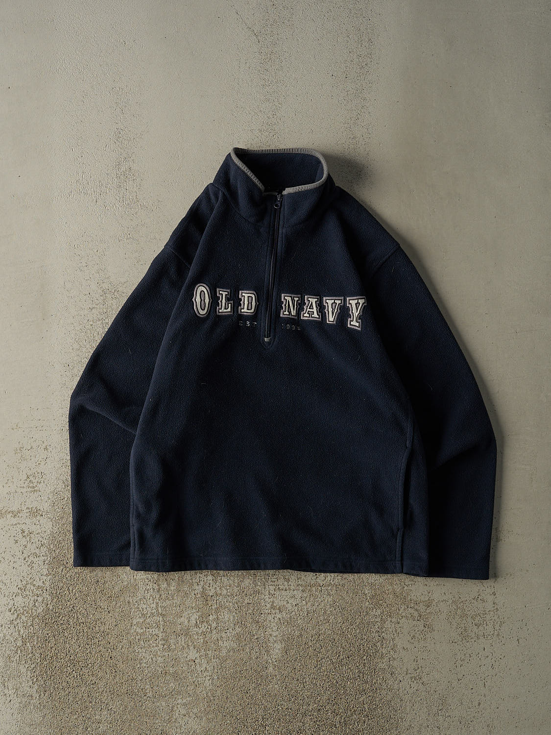 Vintage Y2K Navy Blue Old Navy Embroidered Quarter Zip Fleece (XL