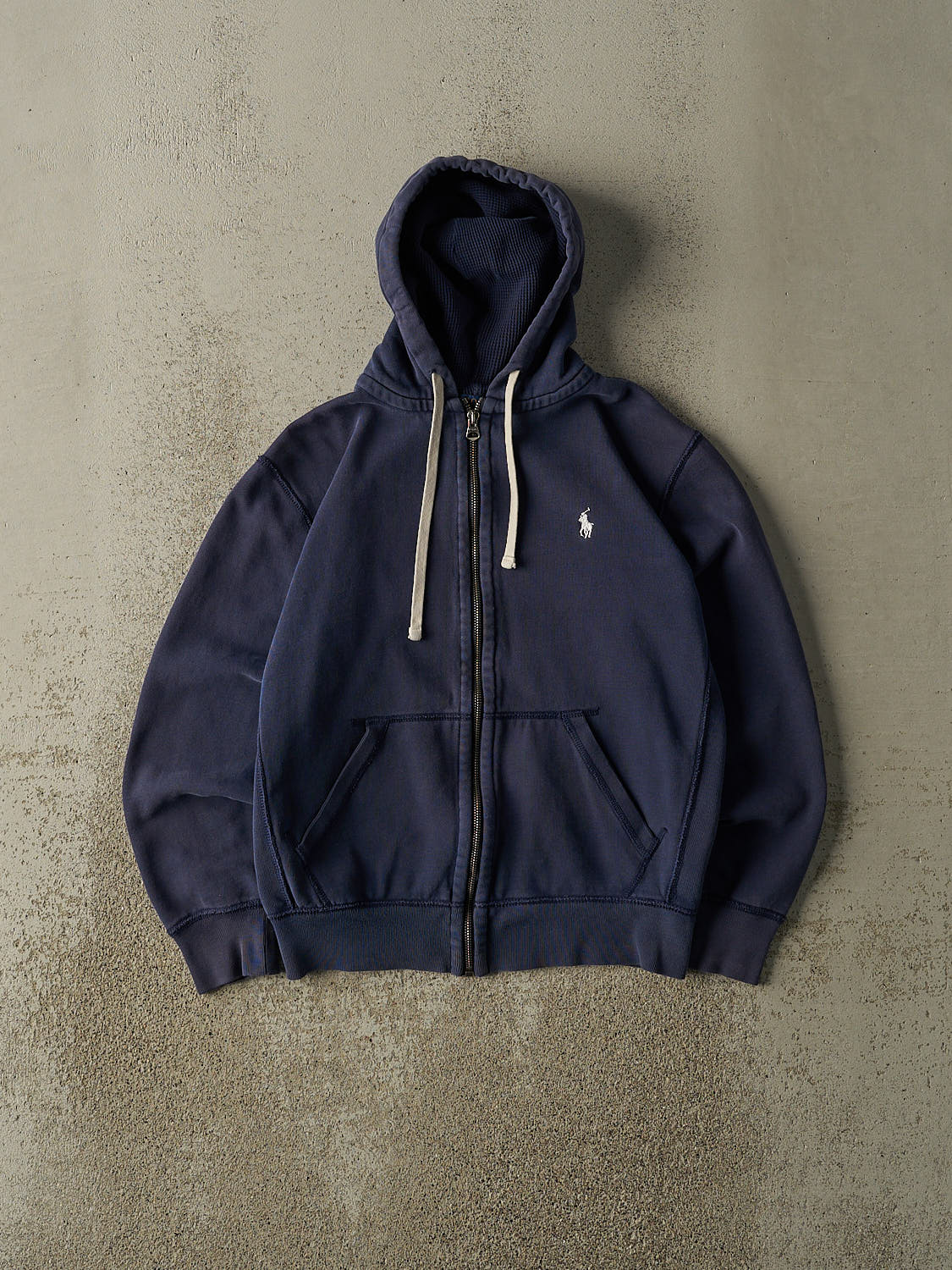 Vintage Y2K Navy Blue Polo Ralph Lauren Embroidered Zip Up Hoodie