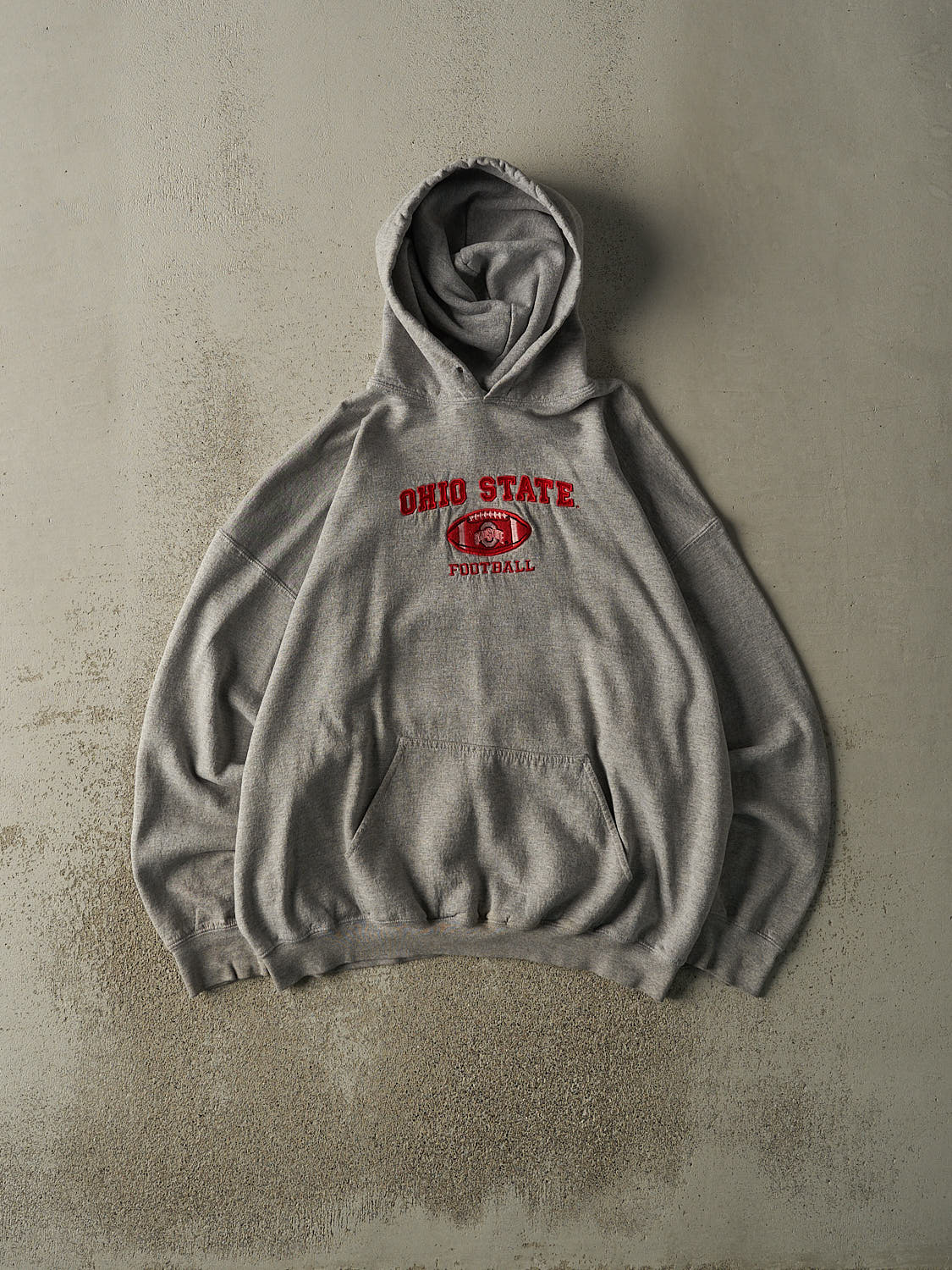 Vintage 90s Grey Ohio State Football Embroidered Hoodie (XL/XXL