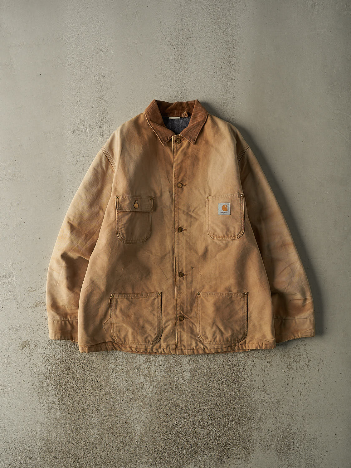 Vintage 90s Beige Carhartt Blanket Lined Chore Jacket (XXL