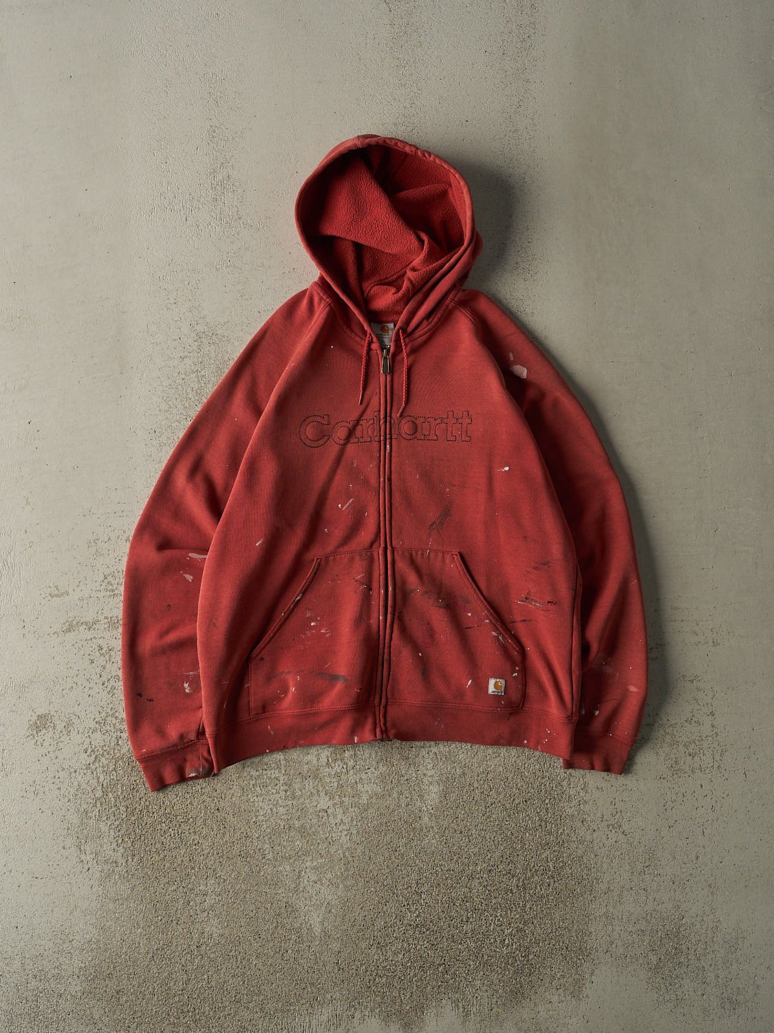 Vintage Y2K Sun Faded Red Carhartt Zip Up Hoodie (L/XL Vintage Y2K Sun Faded Red Carhartt Zip Up Hoodie (L/XL