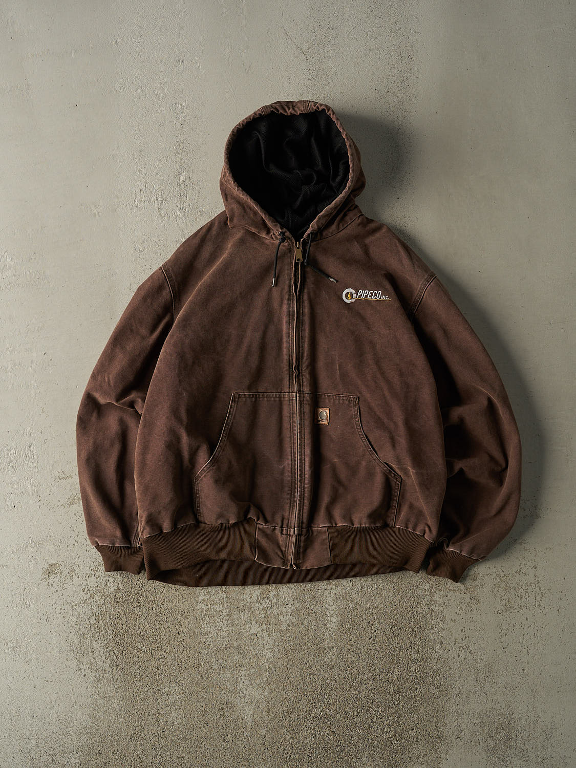 Vintage Y2K Sun Faded Brown Carhartt Embroidered Hooded Active