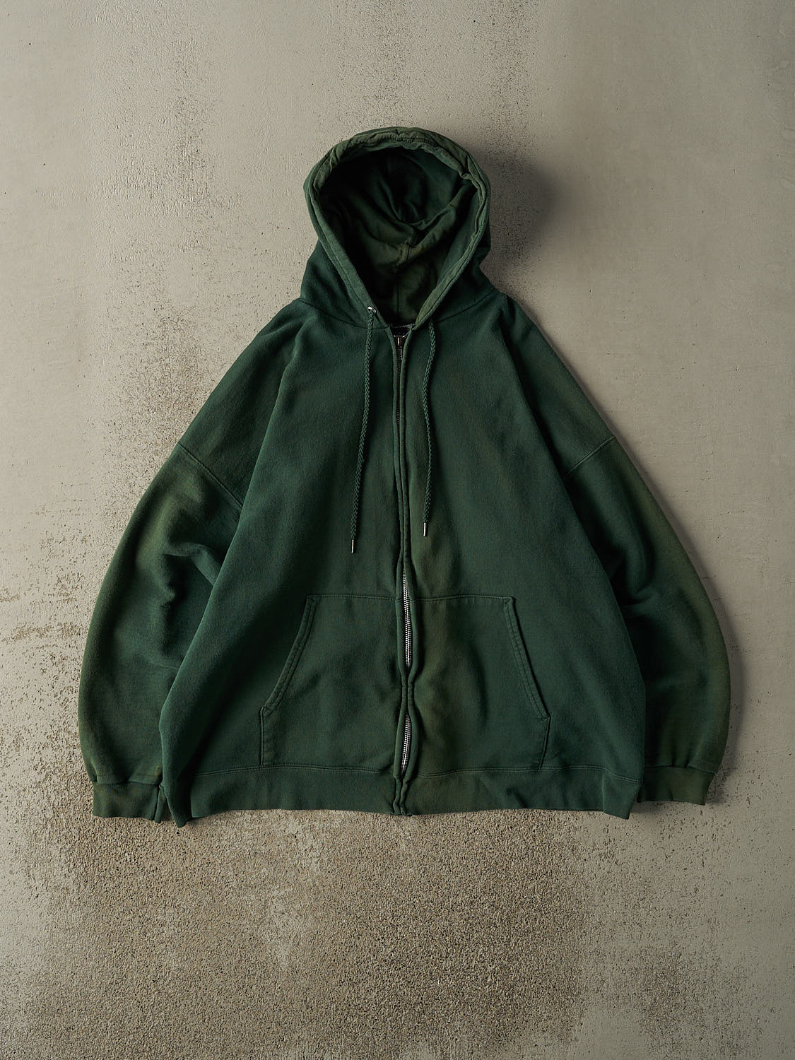 Vintage 90s Sun Faded Green Blank Zip Up Hoodie (XL) – Rebalance