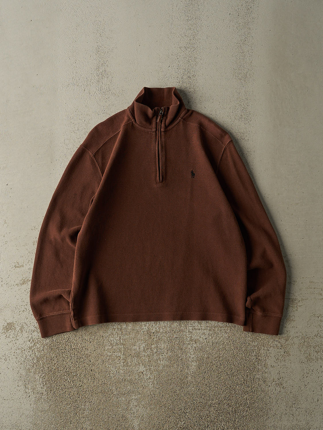 Vintage 90s Brown Polo Ralph Lauren Embroidered Quarter Zip Knit