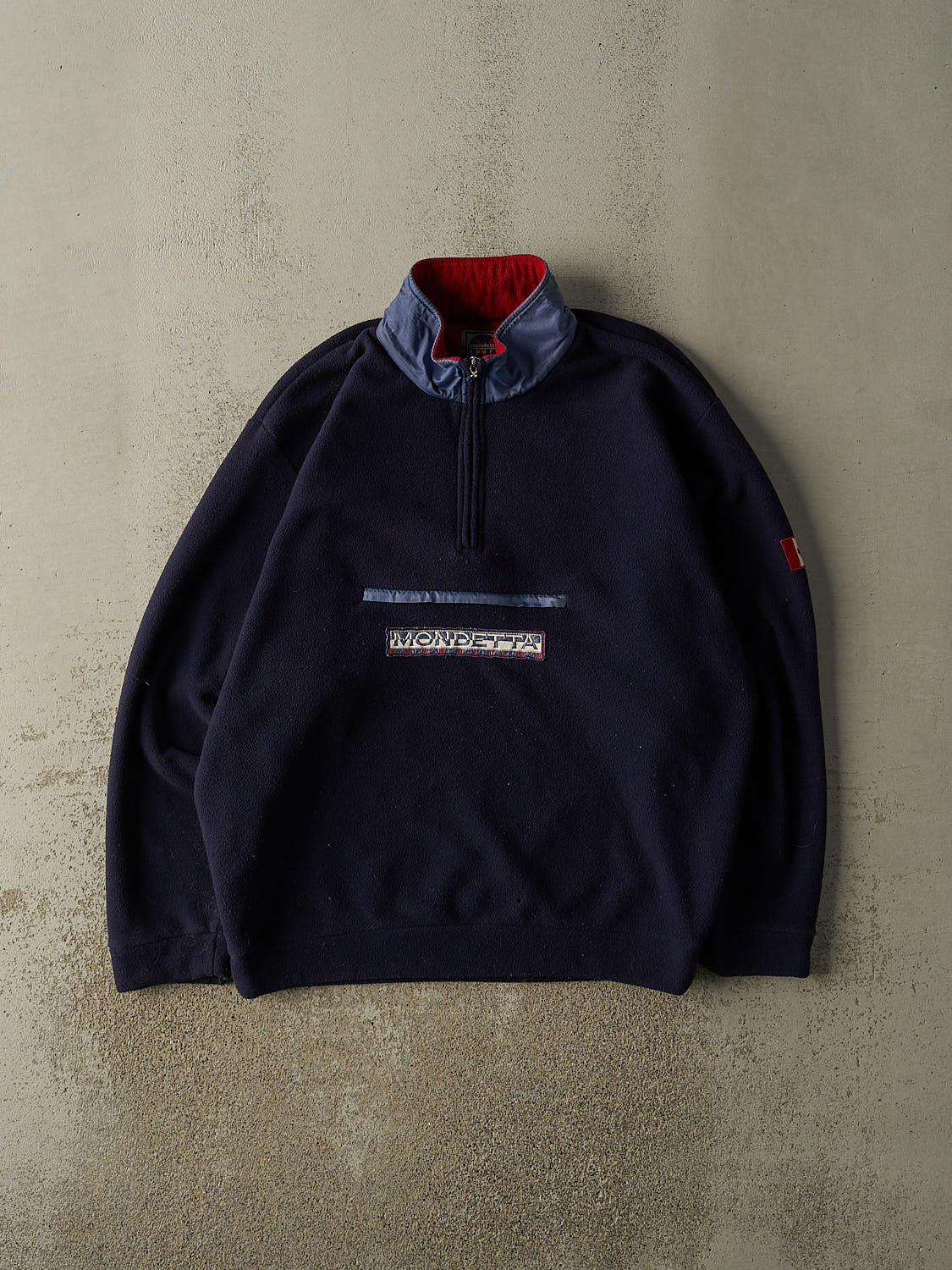 Vintage 90s Navy Blue Mondetta Embroidered Quarter Zip Fleece (XL