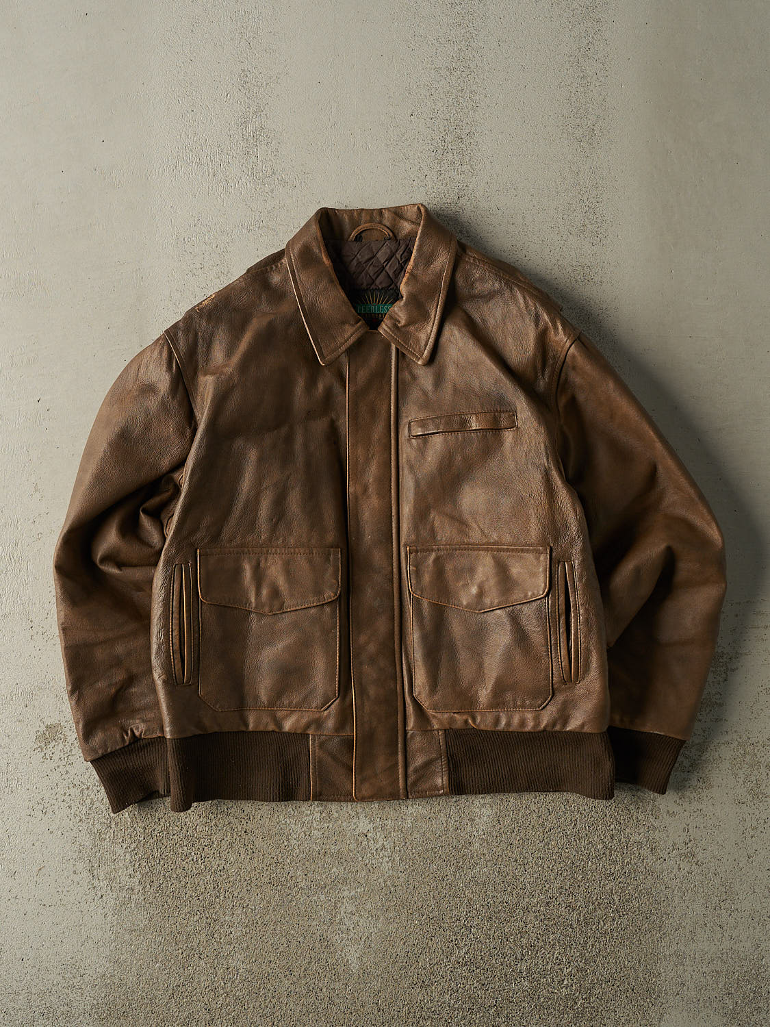 Vintage 90s Brown Leather Aviator Jacket (XL) – Rebalance Vintage