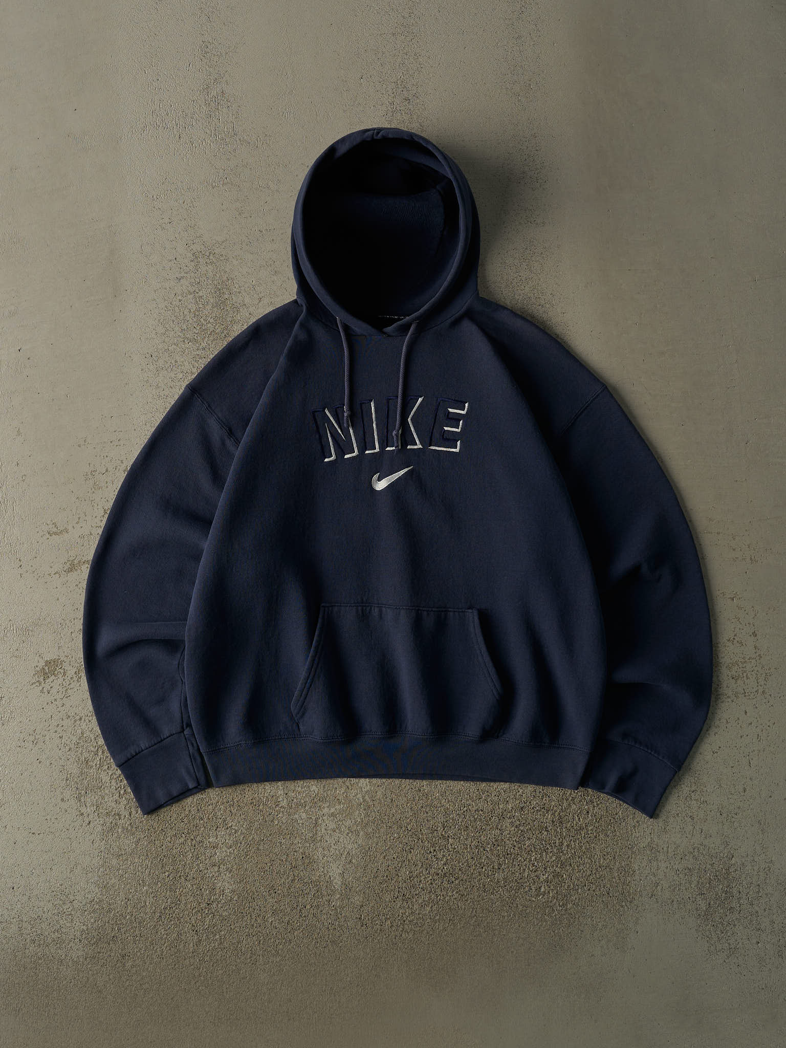 Vintage 90s Navy Blue Nike Bootleg Embroidered Hoodie (L/XL