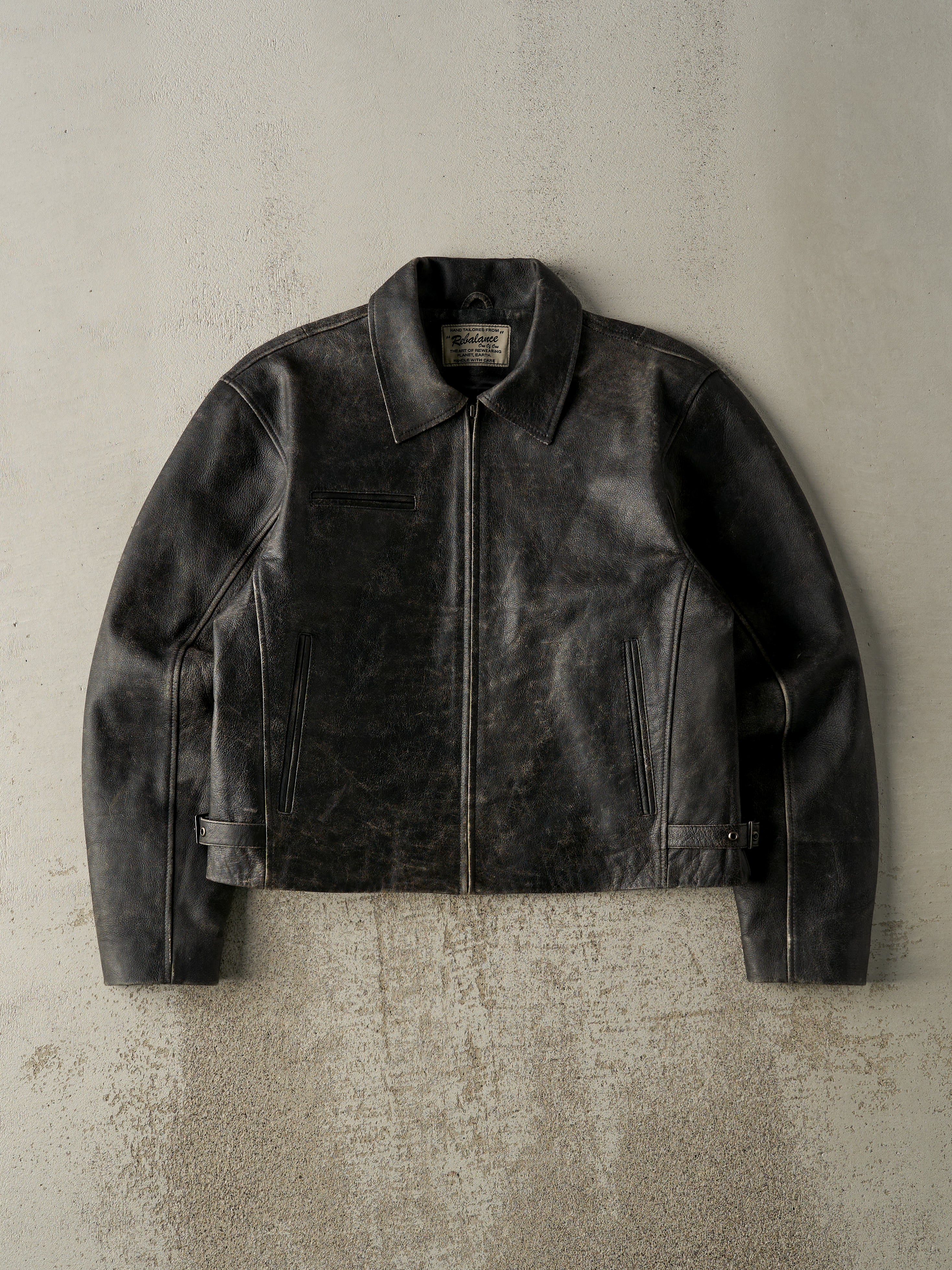 Everyday Boxy Leather Jacket - Jet Black – Rebalance Vintage