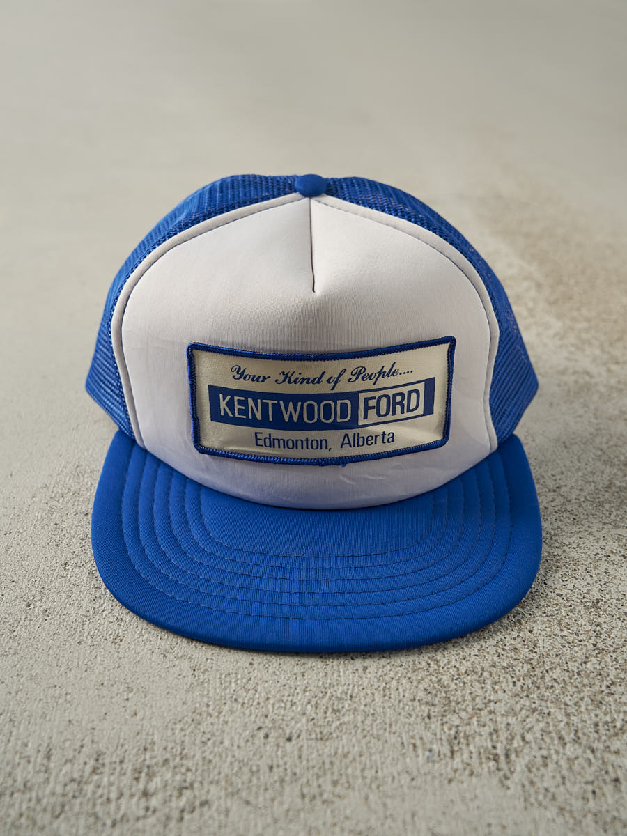 Vintage 90s Blue White Kentwood Ford Foam Trucker Hat