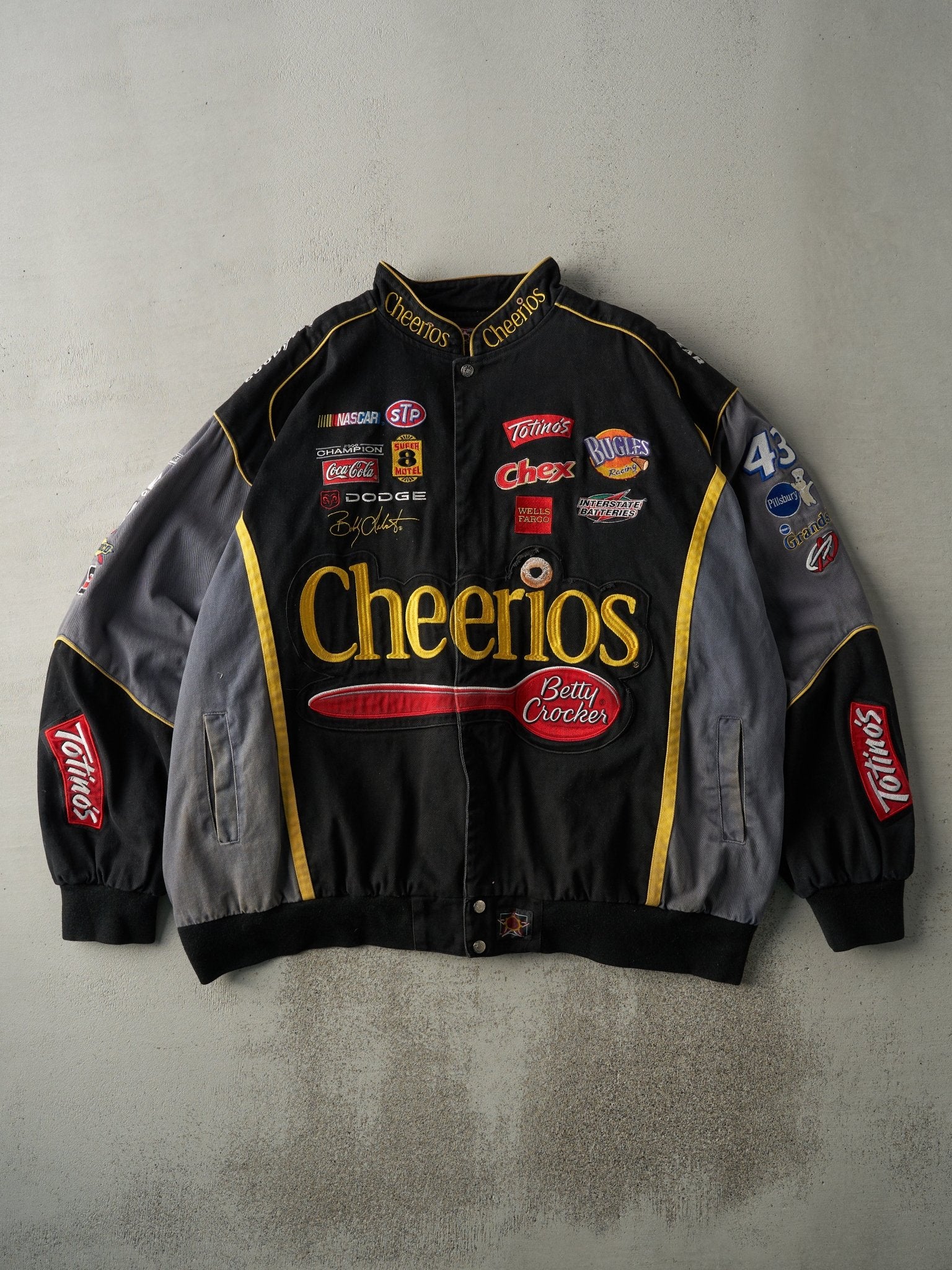 Vintage Y2K Black Bobby Labonte Cheerios Nascar Racing Jacket (4XL