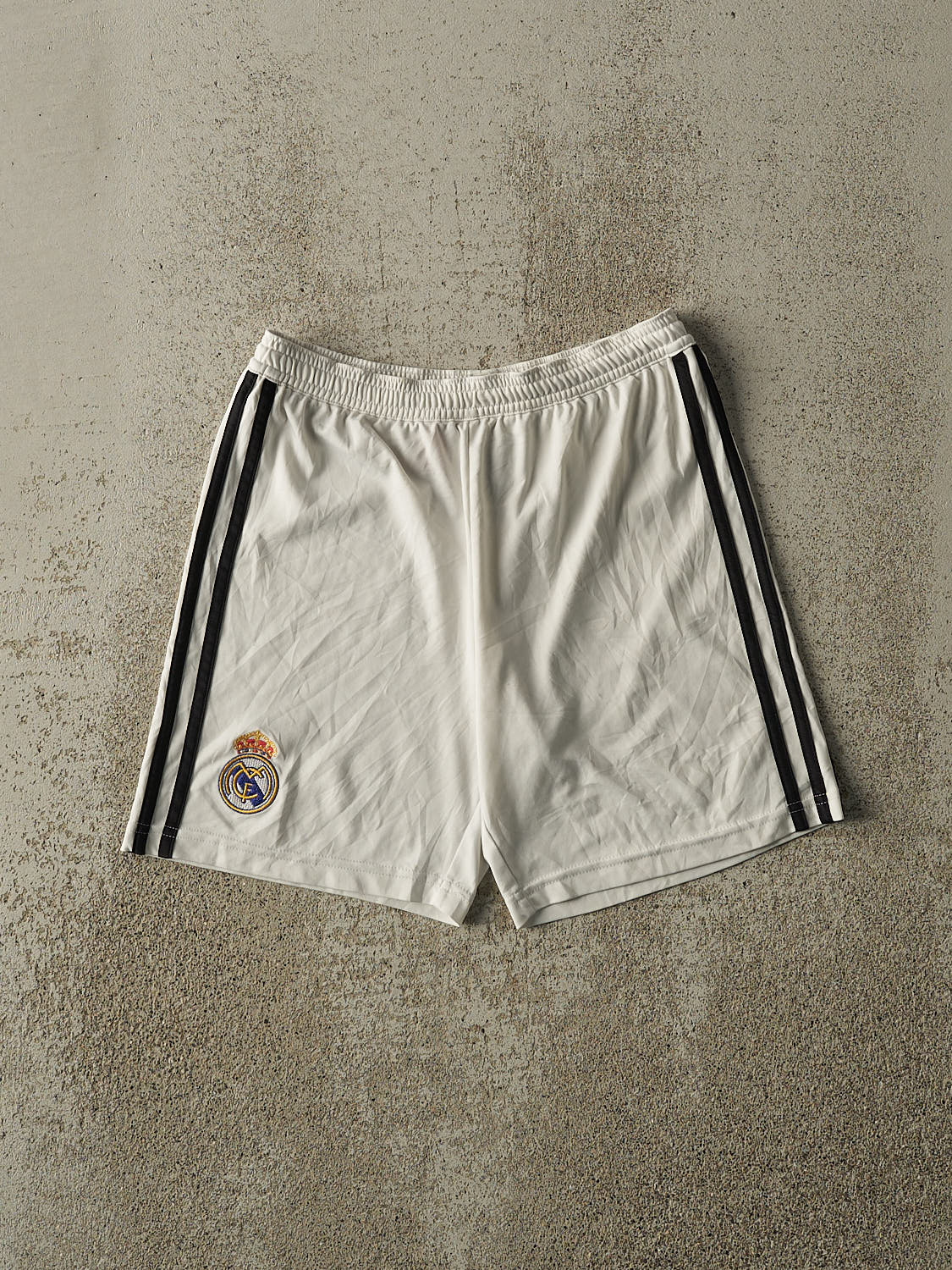 Vintage Y2K White Adidas x Real Madrid Track Shorts (24x6.5