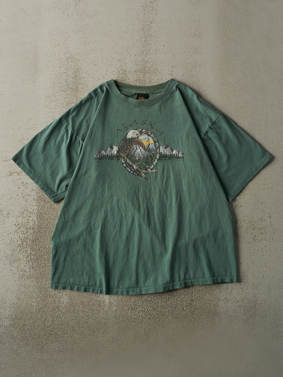 Vintage 90s Green Alaska Single Stitch Tee (XL/XXL