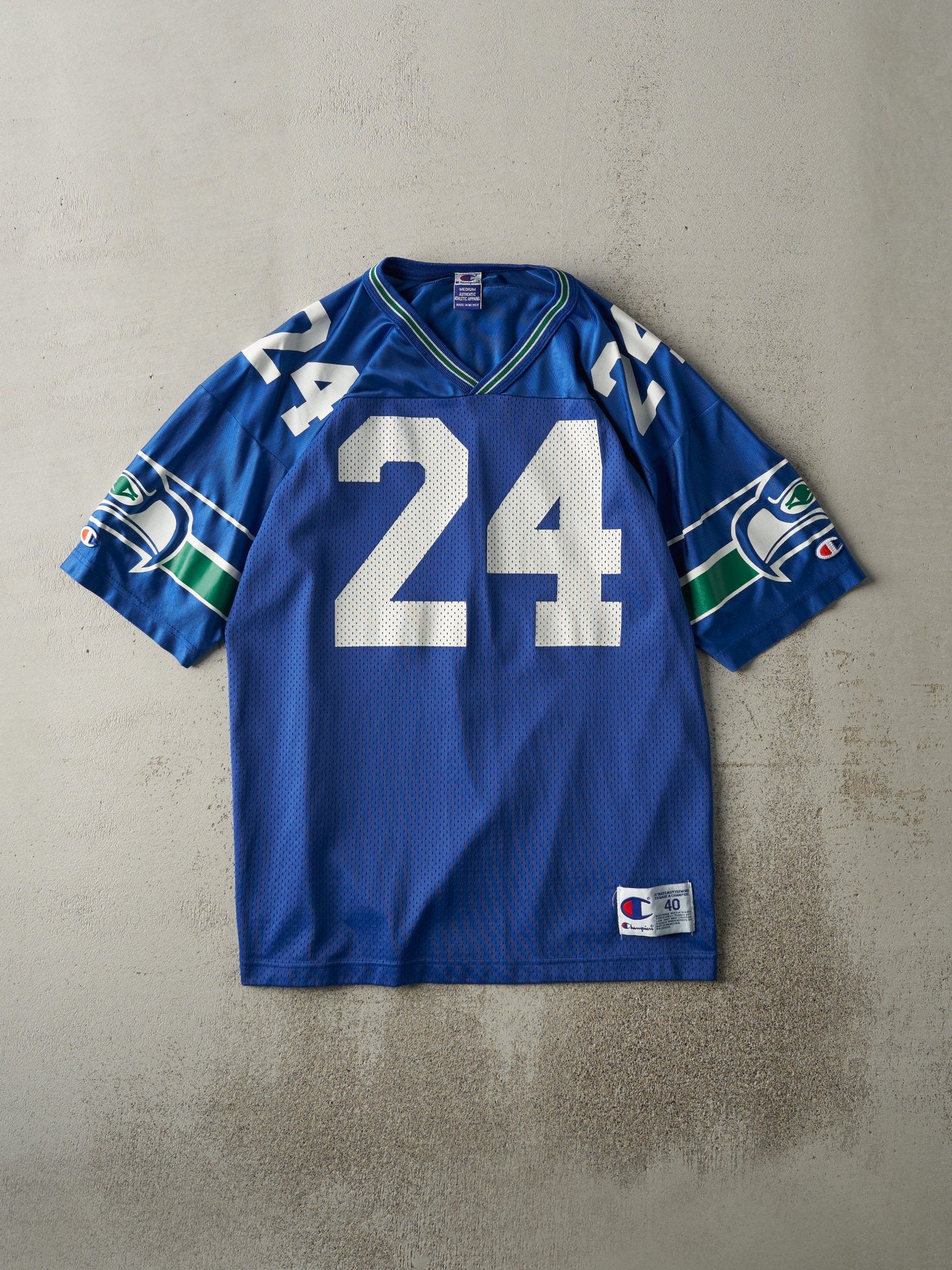 seattle seahawks gear Vintage 90s Blue Seattle Seahawks #24 Shawn Springs Jersey (M/L) – Rebalance Vintage