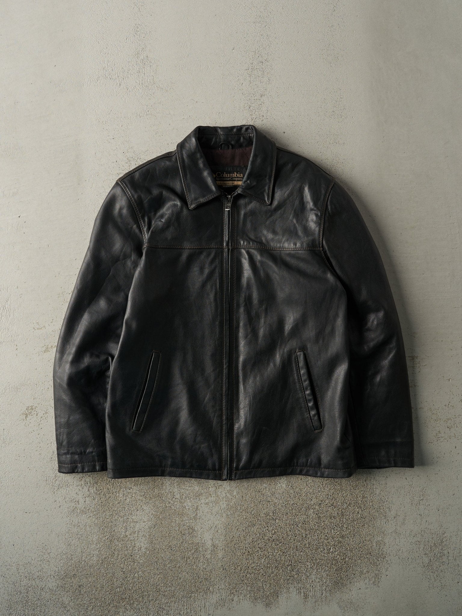 Vintage Y2K Black Columbia Sportswear Leather Jacket (M