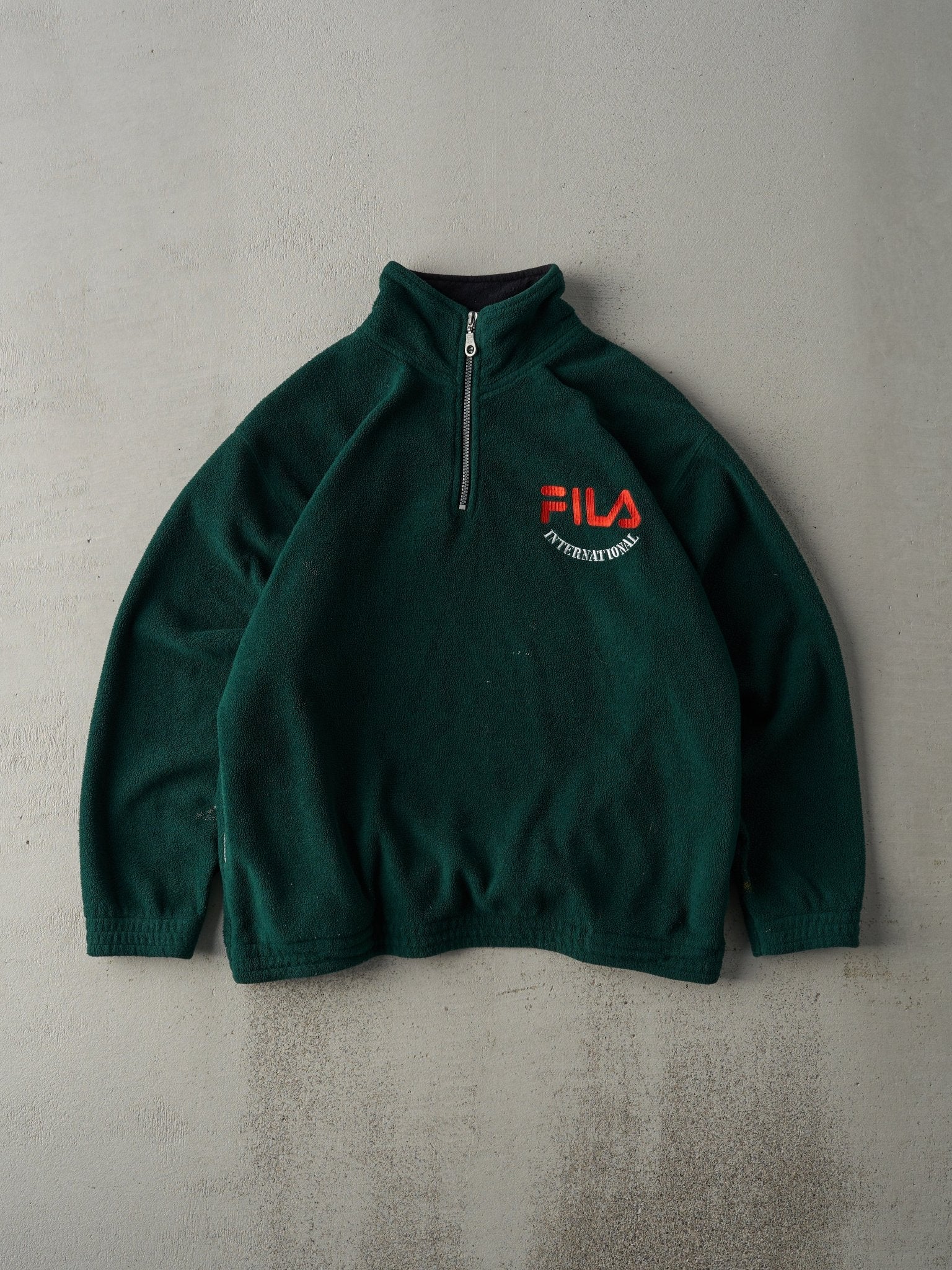 Vintage 80s Black Forest Green Fila Embroidered Fleece Sweater (L