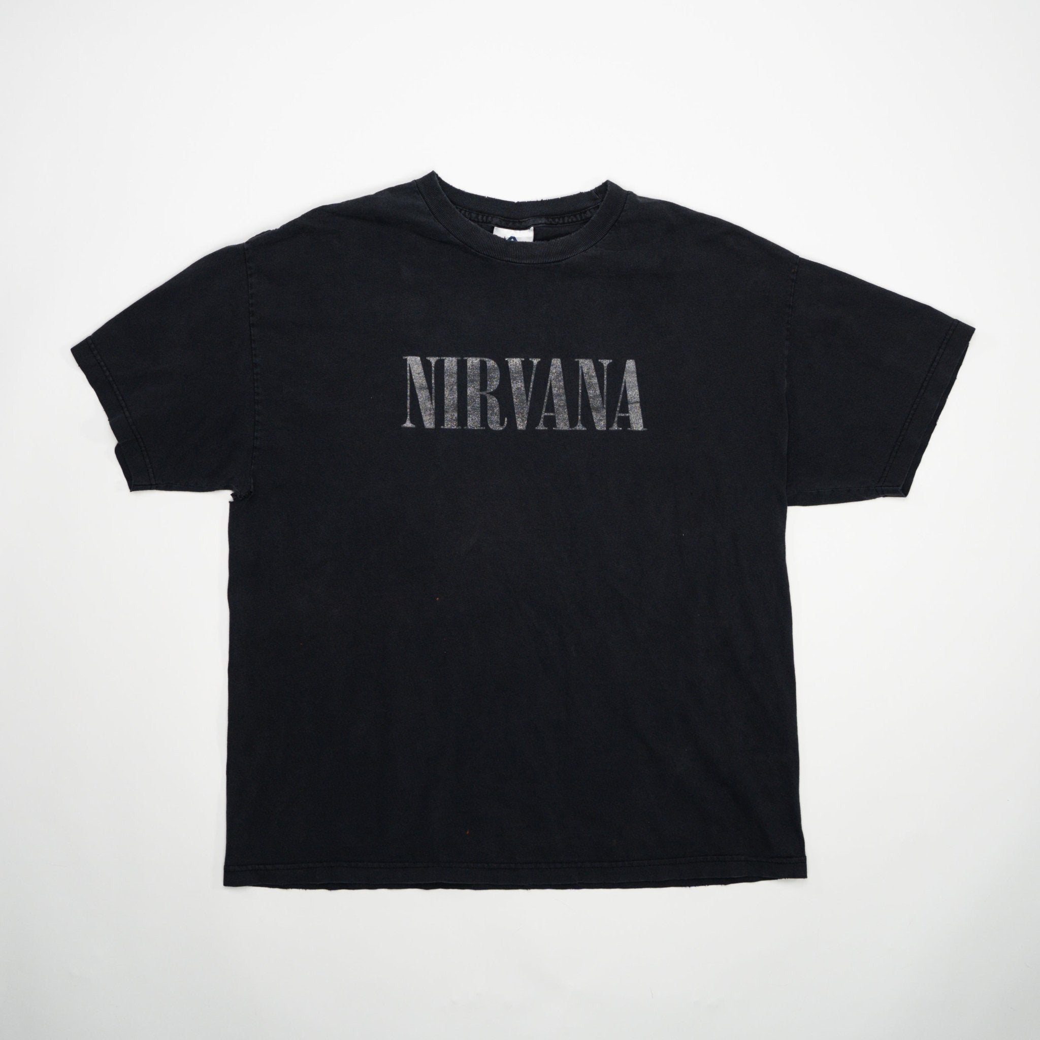 Vintage 90s Black Nirvana Spell Out Tee (M) – Rebalance Vintage