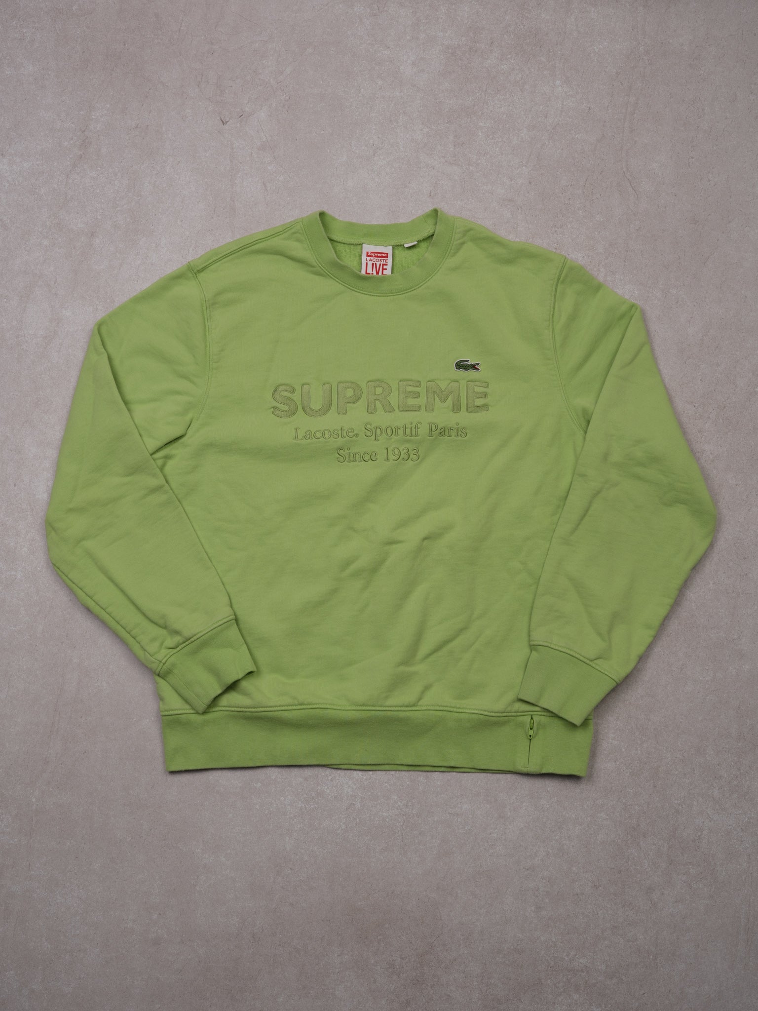 Lime Green Supreme x Lacoste Sportif Paris Crewneck (S 