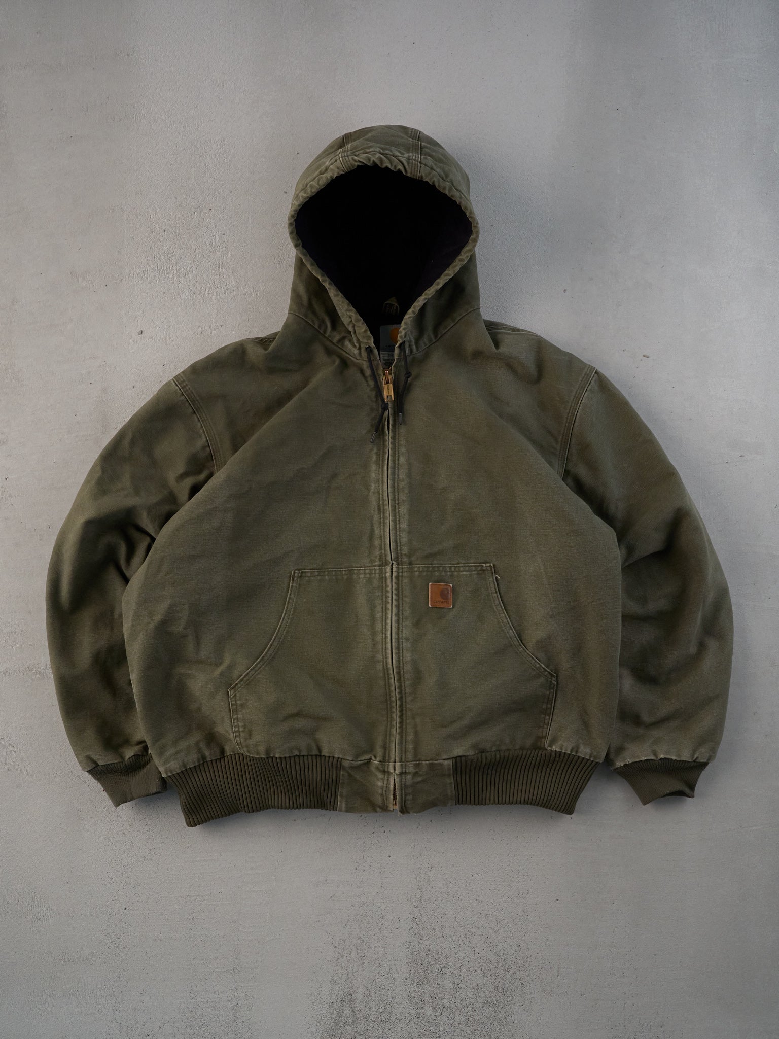 Vintage 90s Washed Sage Green Carhartt Hooded Workwear