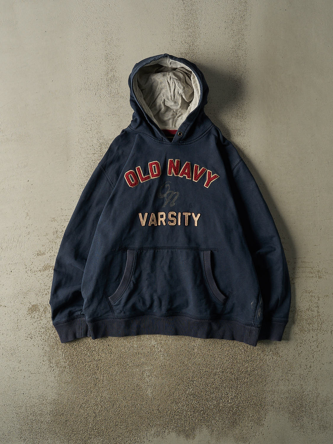 Vintage Y2K Navy Blue Old Navy Embroidered Hoodie (XXL)