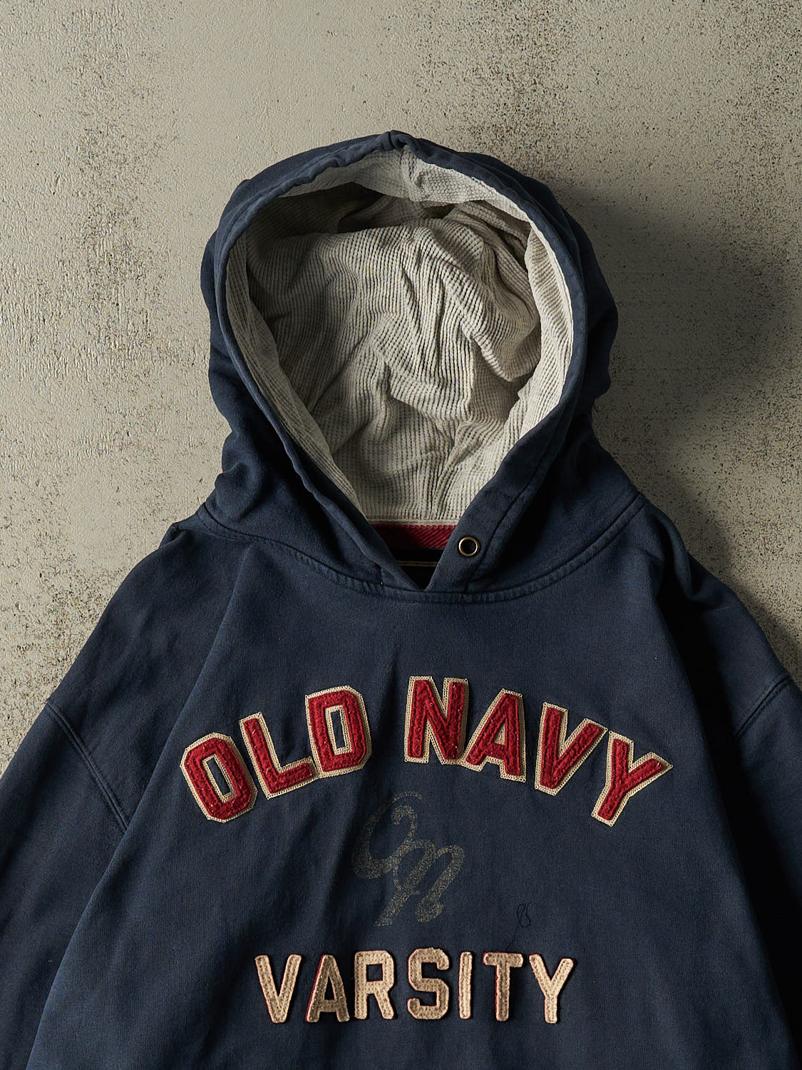 Vintage Y2K Navy Blue Old Navy Embroidered Hoodie (XXL)