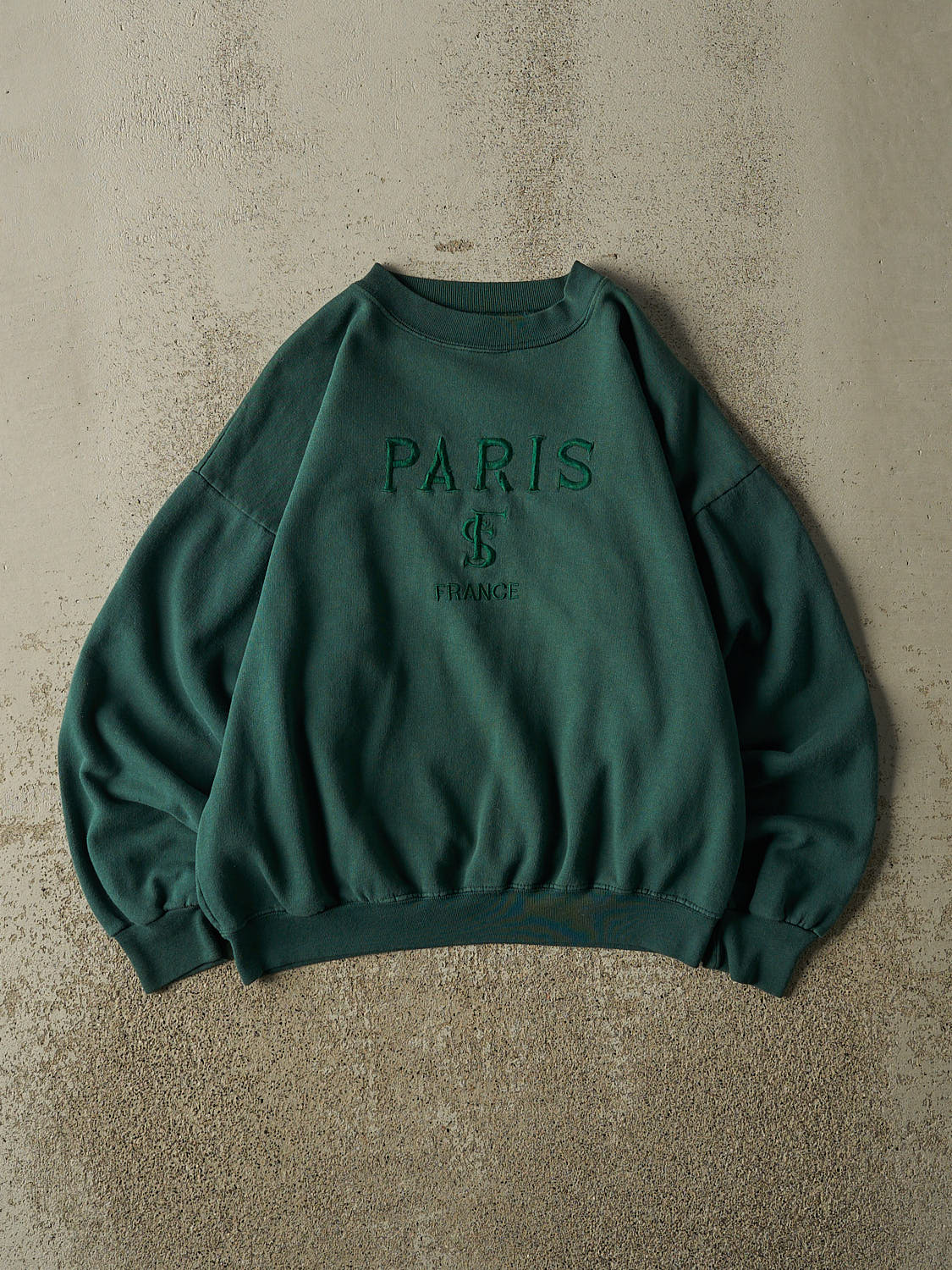 Vintage 90s Green Paris France Embroidered Crewneck (XS/S)