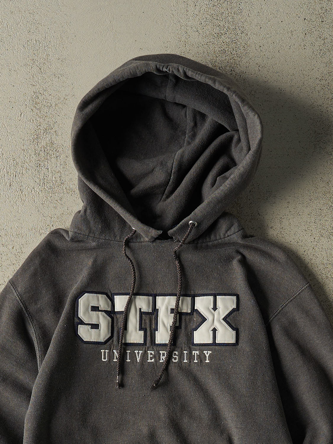 Vintage Y2K Charcoal Grey STFX University Embroidered Hoodie (XS/S)