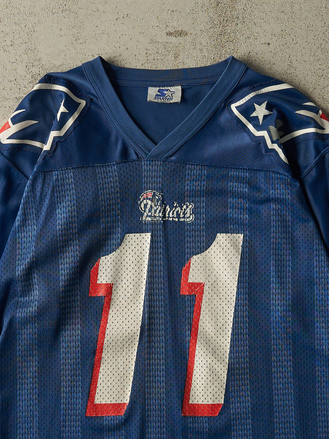 Vintage 95' Blue New England Patriots #11 Bledsoe Football Jersey (M)