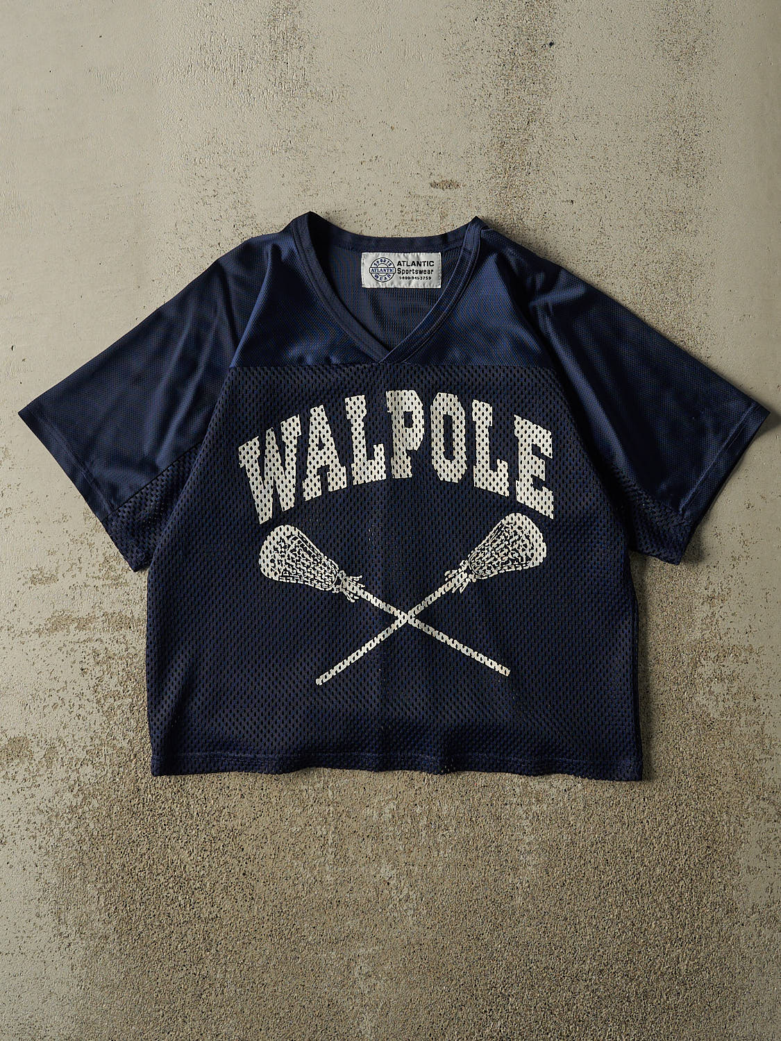 Vintage 90s Navy Blue Walpole Lacrosse Cropped Jersey (S)
