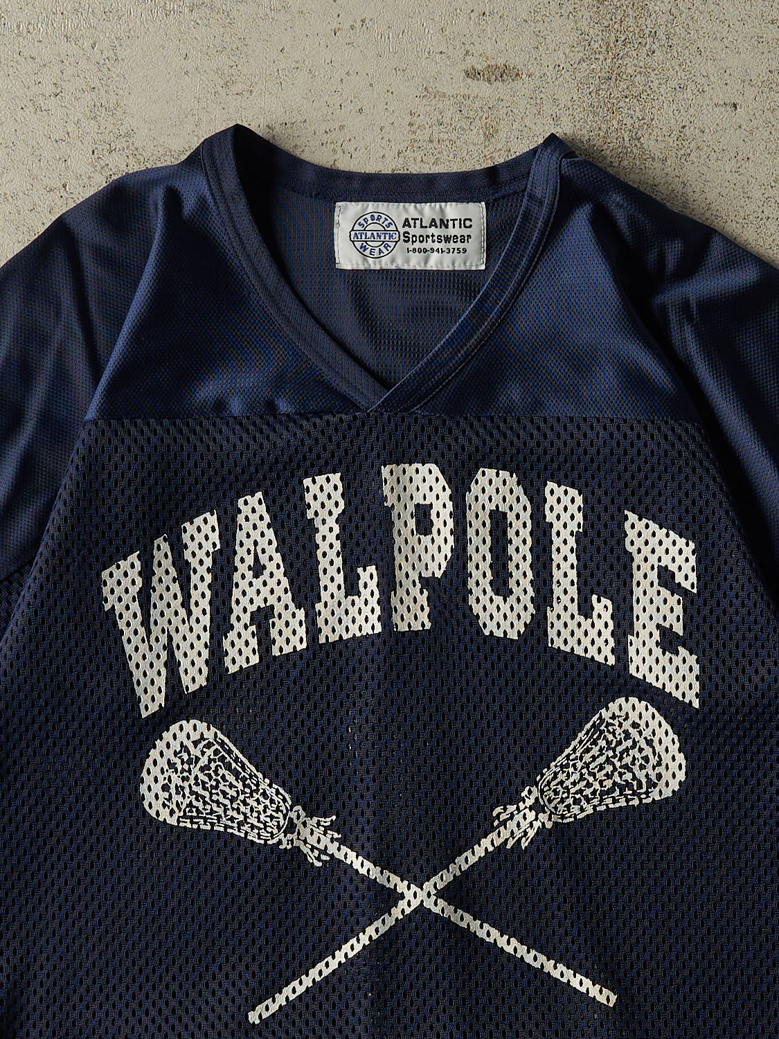 Vintage 90s Navy Blue Walpole Lacrosse Cropped Jersey (S)