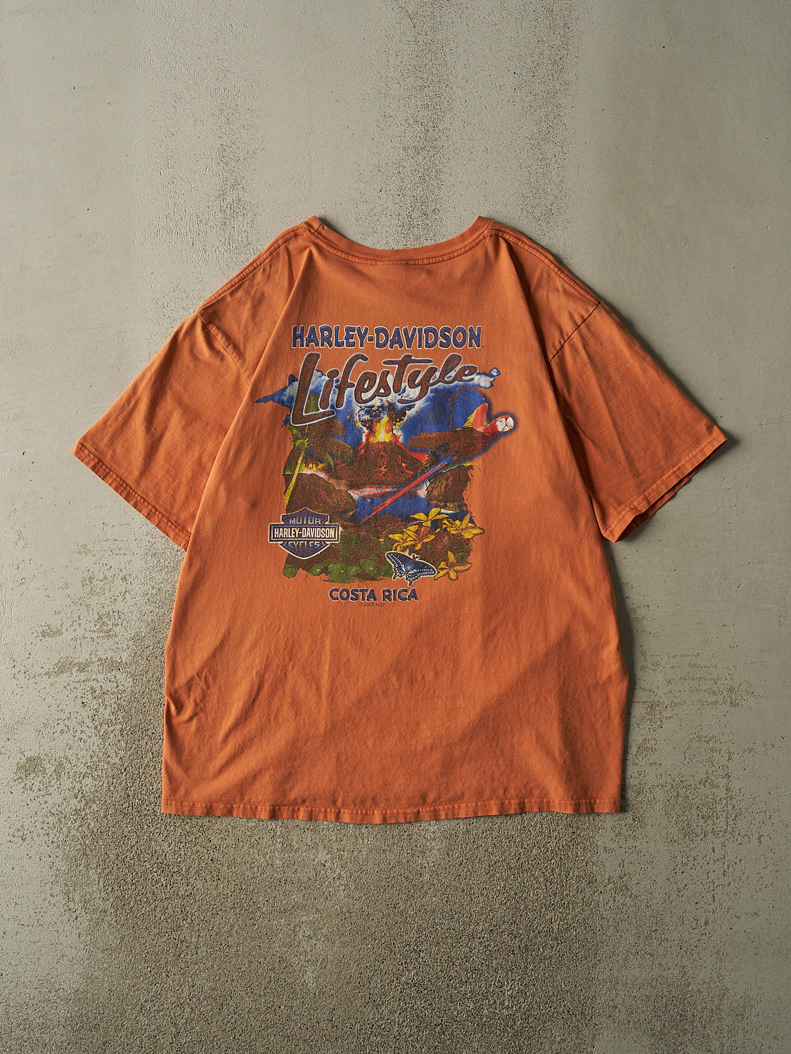 Vintage 07' Orange Harley Davidson Costa Rica Tee (XXL)