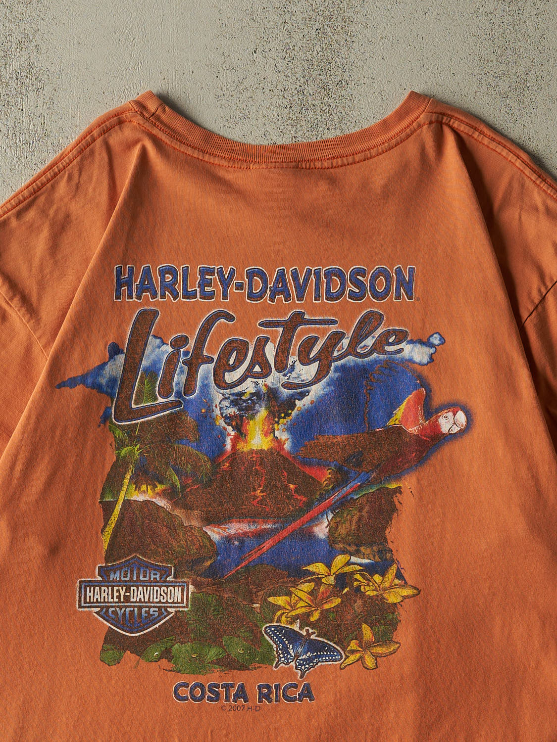Vintage 07' Orange Harley Davidson Costa Rica Tee (XXL)