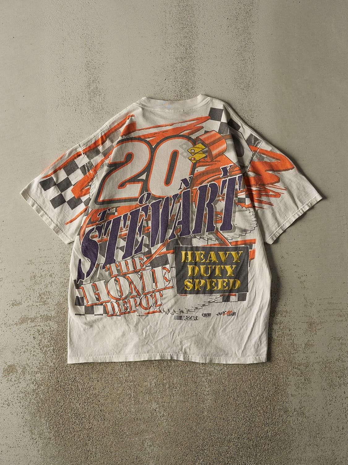 Vintage 99' Beige Tony Stewart AOP Nascar Racing Tee (L/XL)