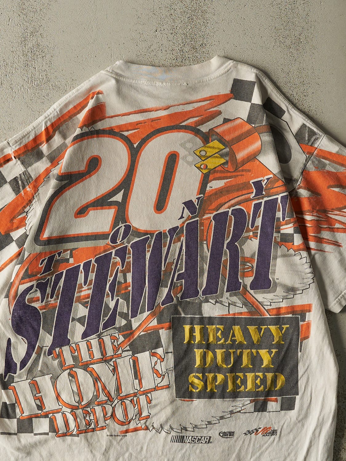 Vintage 99' Beige Tony Stewart AOP Nascar Racing Tee (L/XL)