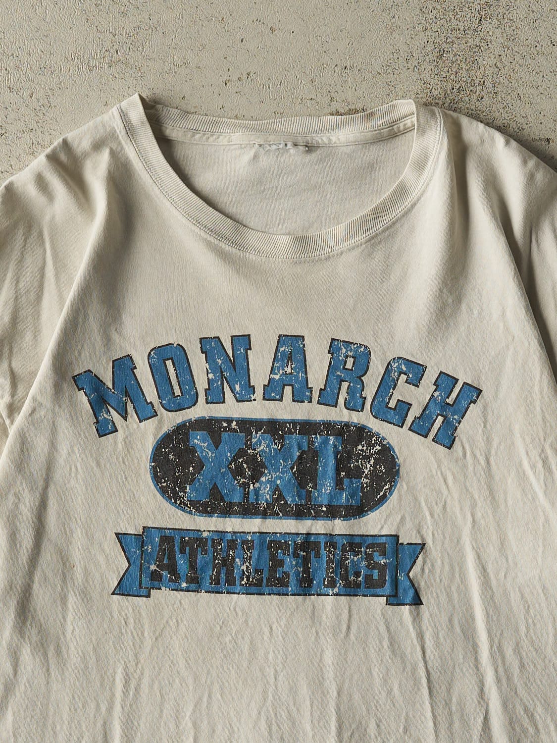 Vintage Y2K Beige Monarch Athletics Tee (M/L)