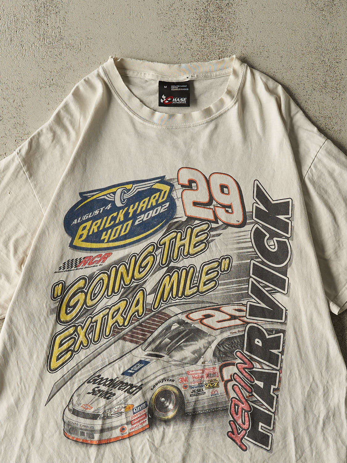 Vintage 02' White Kevin Harvick Nascar Racing Tee (L/XL)