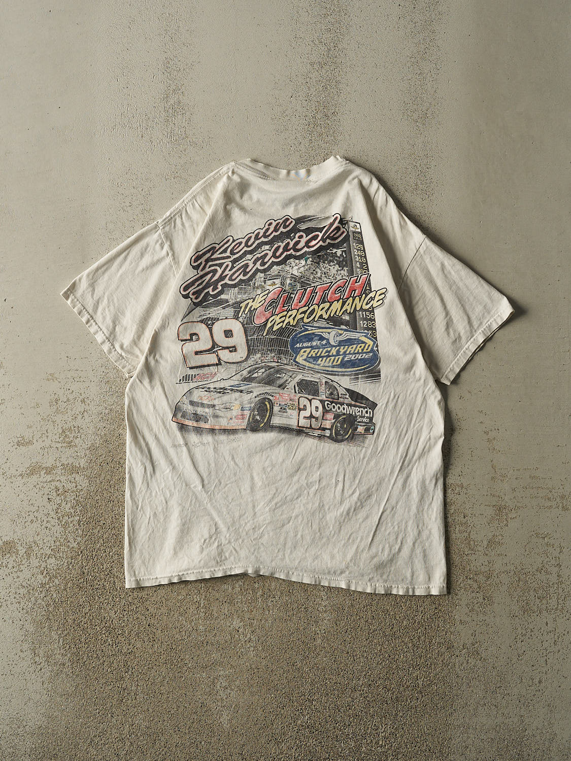 Vintage 02' White Kevin Harvick Nascar Racing Tee (L/XL)