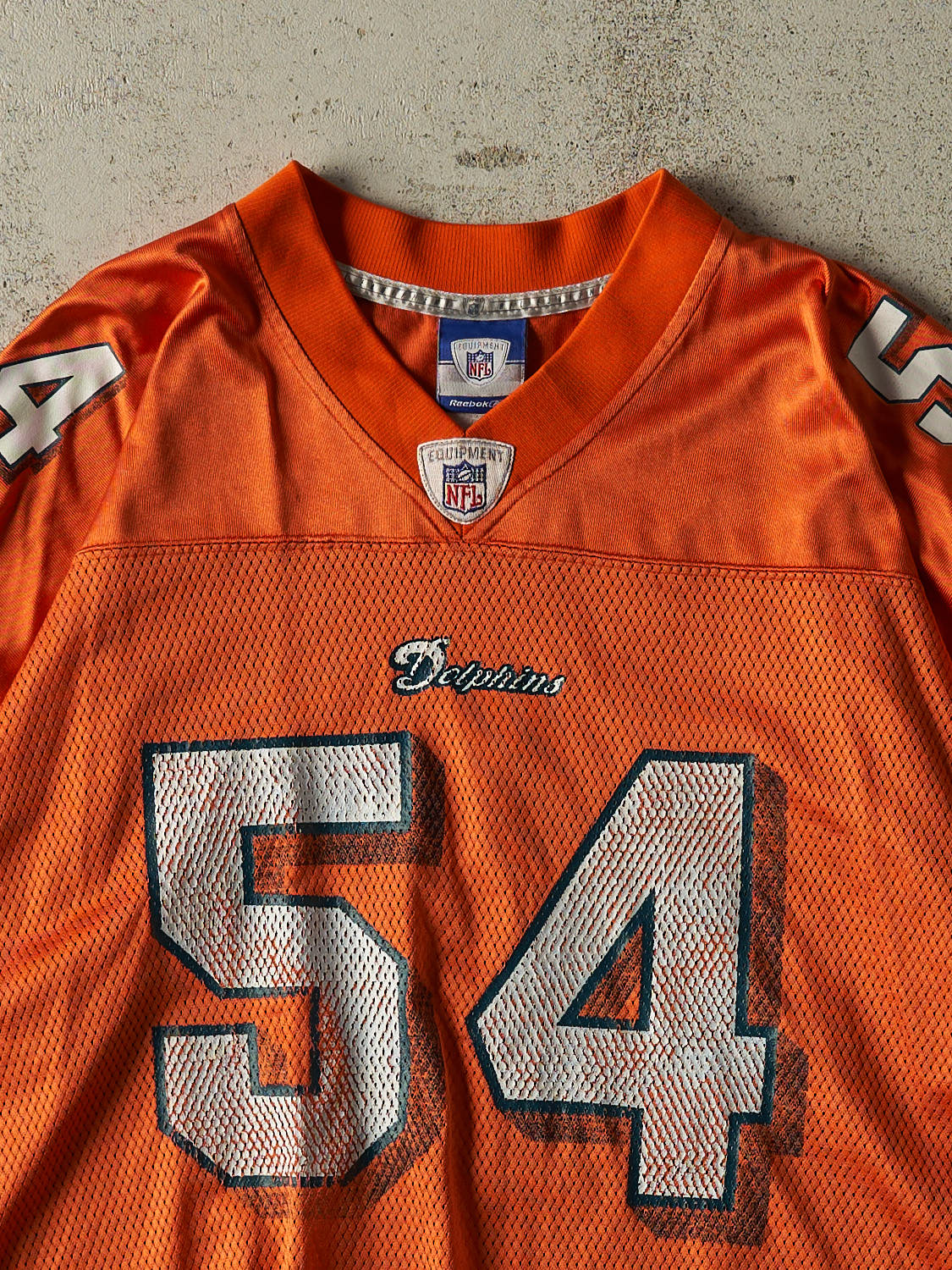 Vintage Y2K Orange Miami Dolphins #54 Thomas Football Jersey (XL)