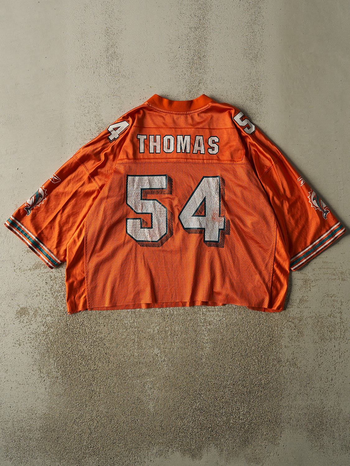 Vintage Y2K Orange Miami Dolphins #54 Thomas Football Jersey (XL)