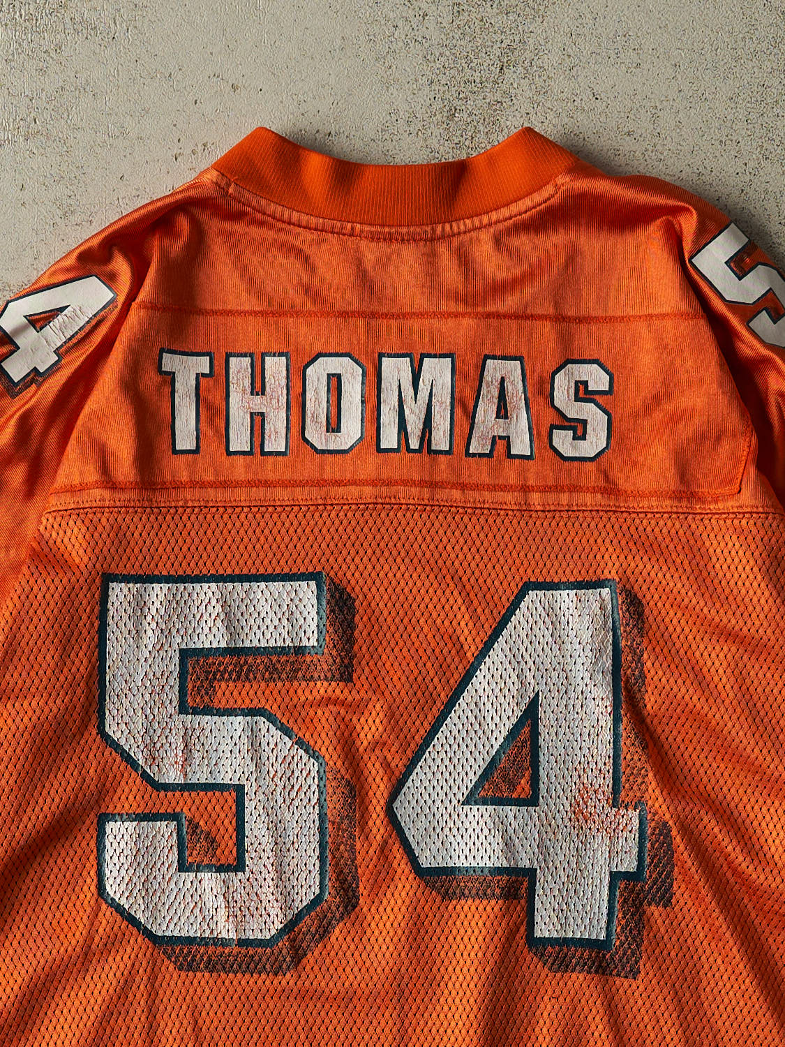 Vintage Y2K Orange Miami Dolphins #54 Thomas Football Jersey (XL)
