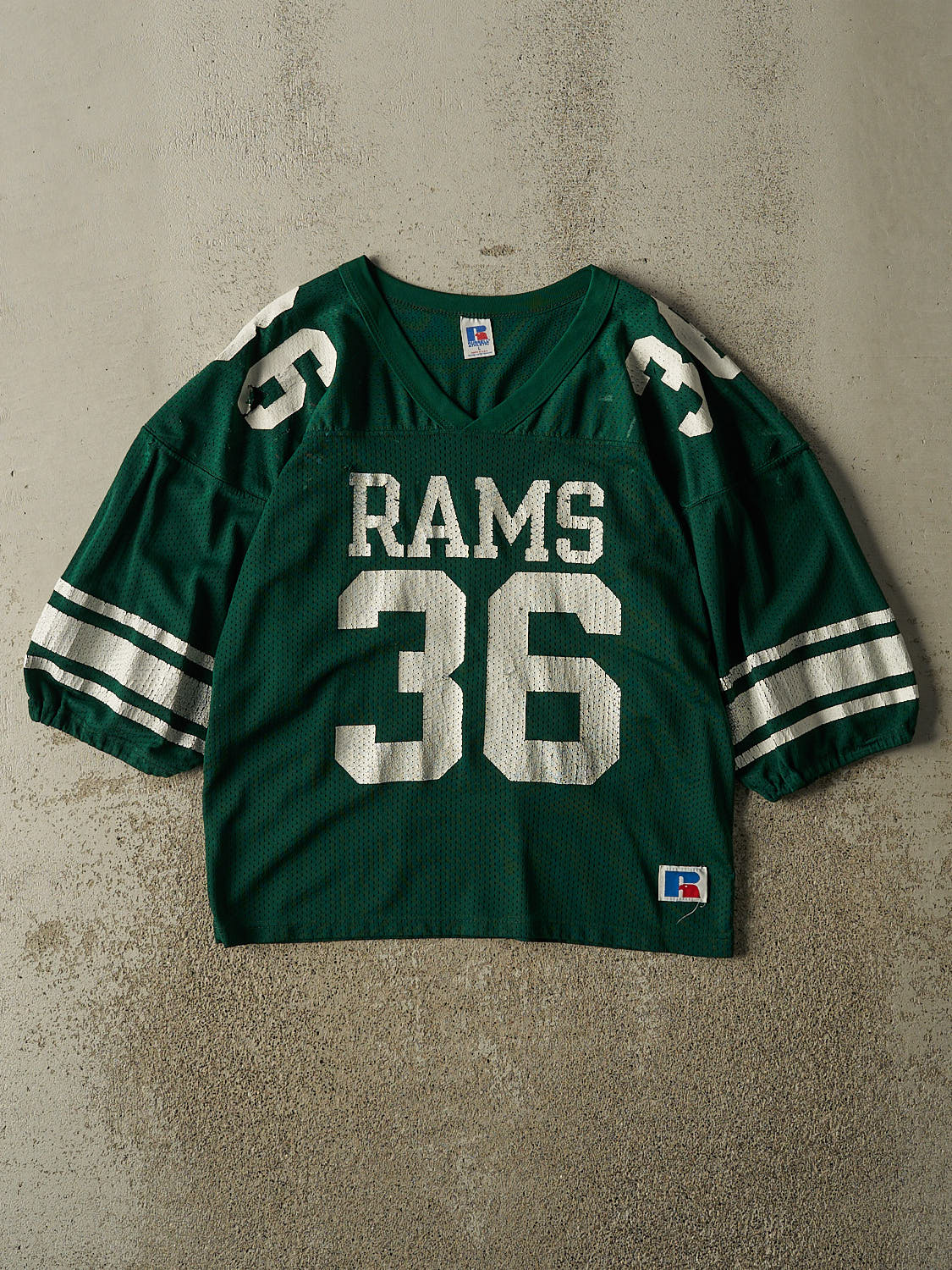 Vintage 80s Green Russell Athletic Rams #36 Jersey (S/M)