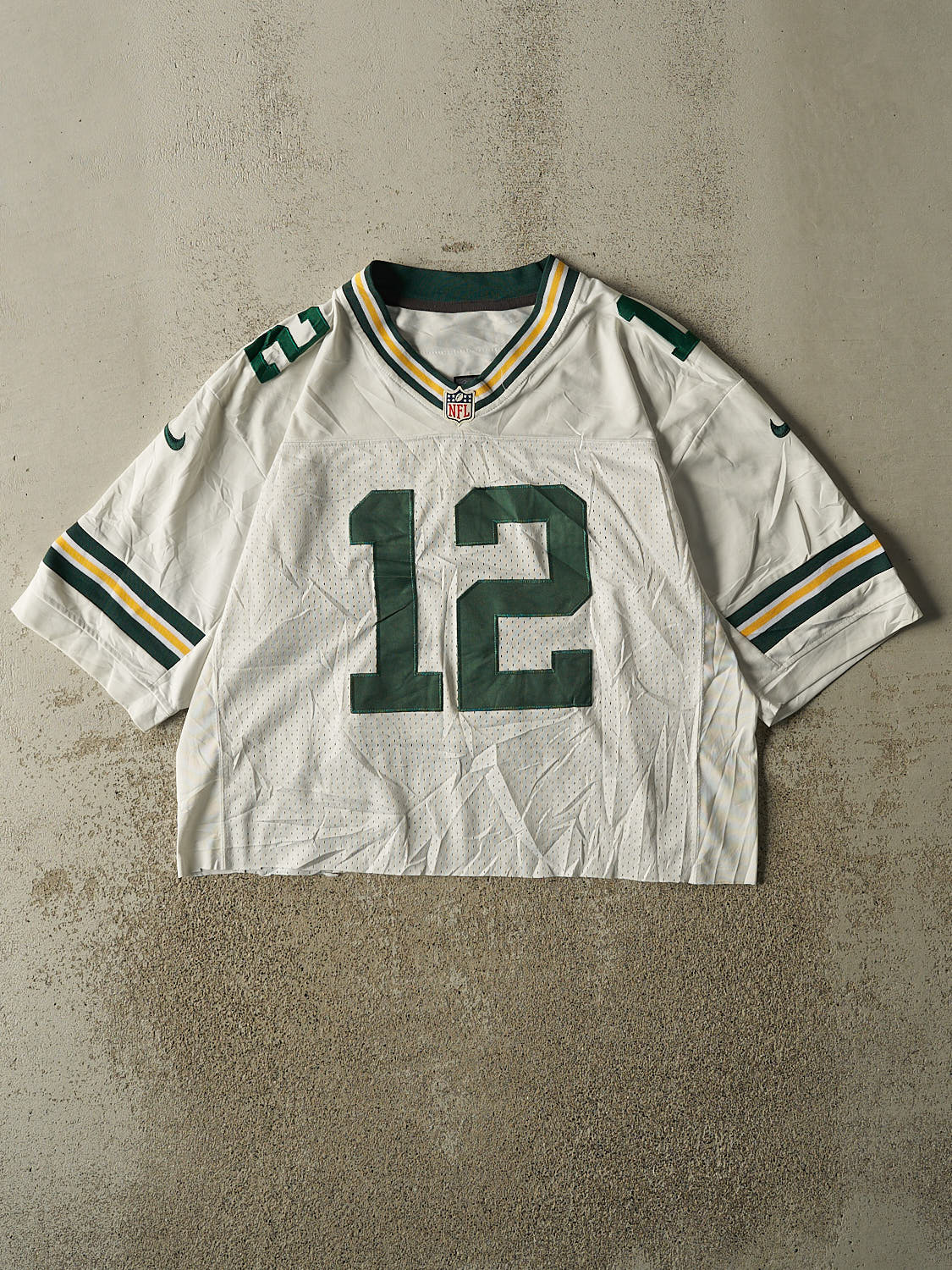 Vintage Y2K White Green Bay Packers #12 Aaron Rodgers Football Jersey (M)