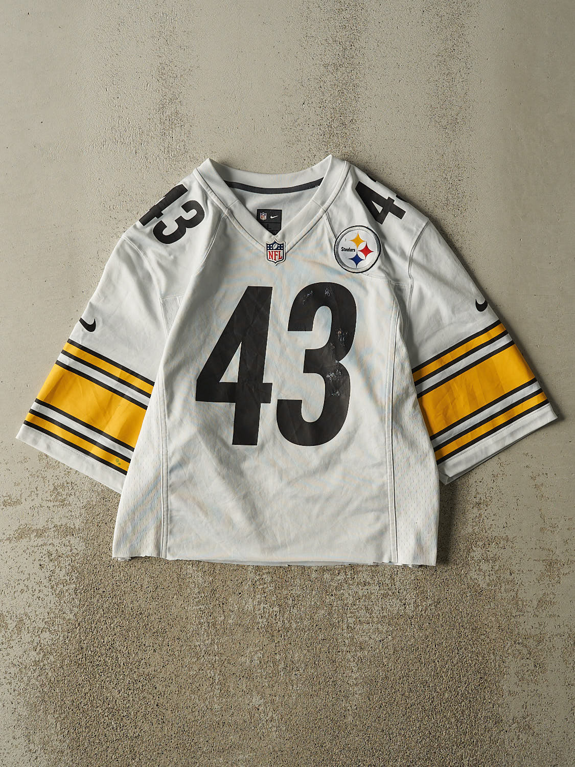 Vintage Y2K White Pittsburgh Steelers #43 Polamalu Football Jersey (S/M)
