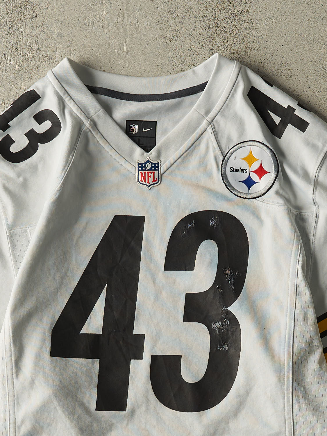 Vintage Y2K White Pittsburgh Steelers #43 Polamalu Football Jersey (S/M)