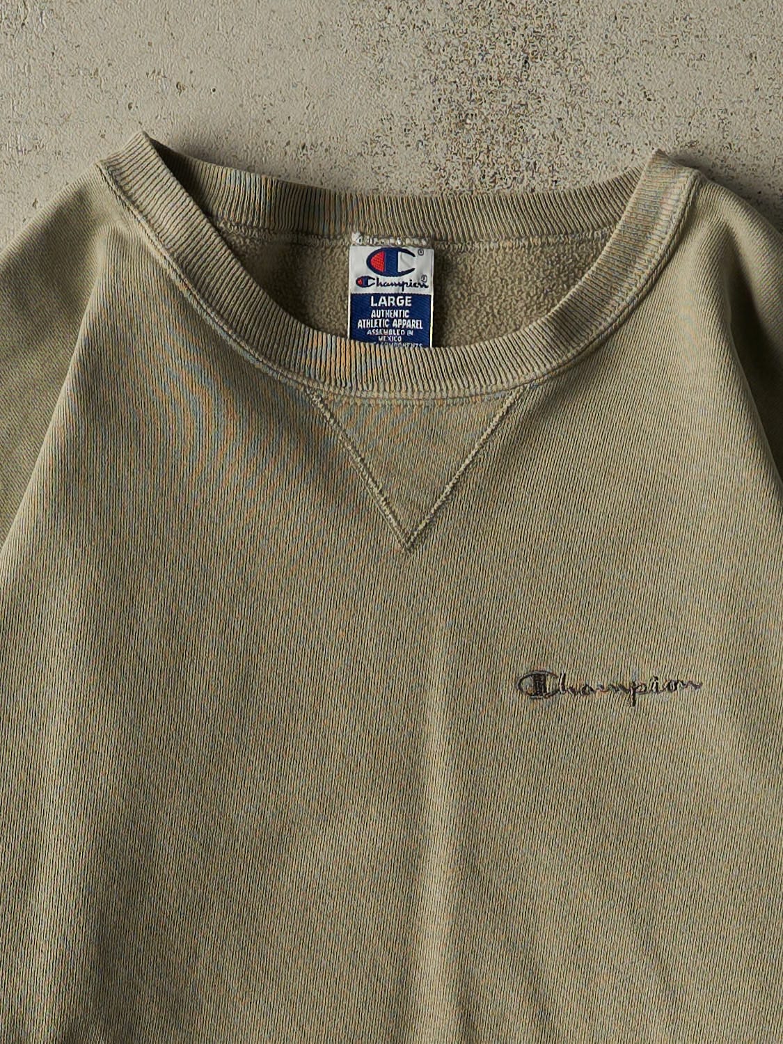 Vintage 90s Beige Champion Embroidered Crewneck (L)