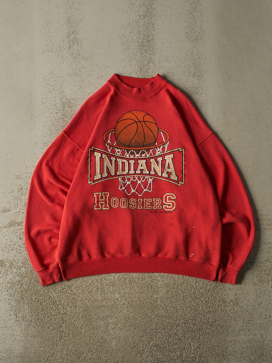 Vintage 94' Faded Red Indiana University Basketball Crewneck (L/XL)
