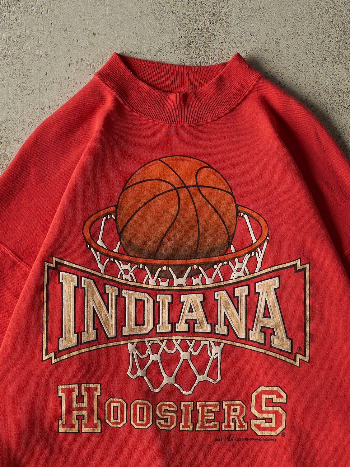 Vintage 94' Faded Red Indiana University Basketball Crewneck (L/XL)