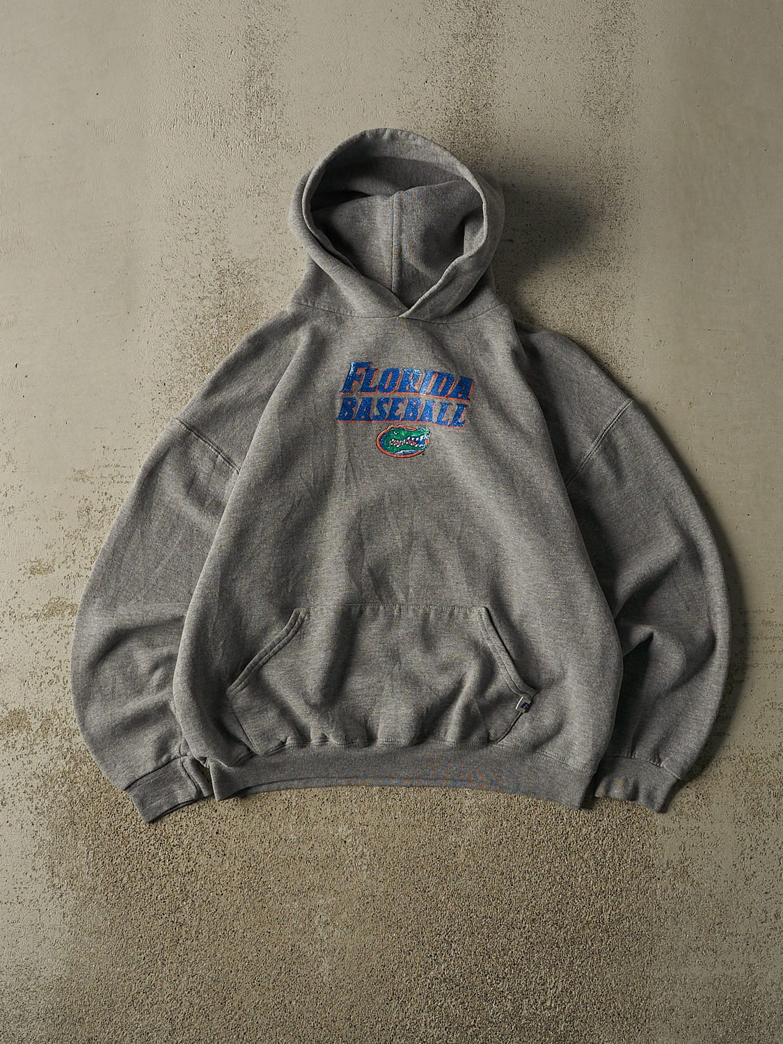 Vintage Y2K Grey Russell Athletic University of Florida Baseball Hoodie (S/M)
