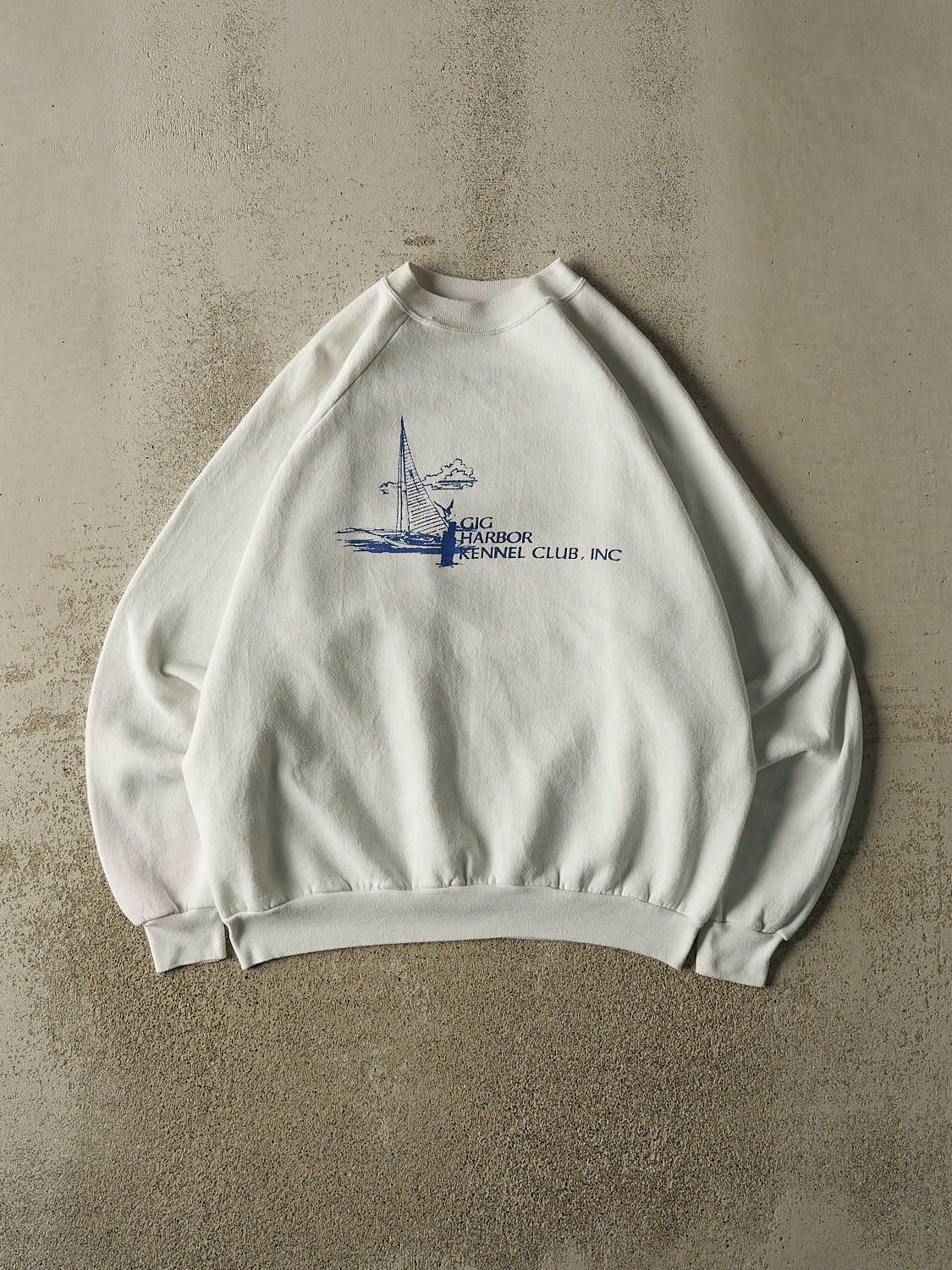 Vintage 80s White Gig Harbor Kennel Club Sailing Crewneck (XL)