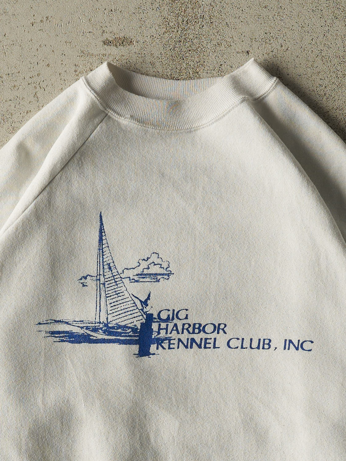 Vintage 80s White Gig Harbor Kennel Club Sailing Crewneck (XL)